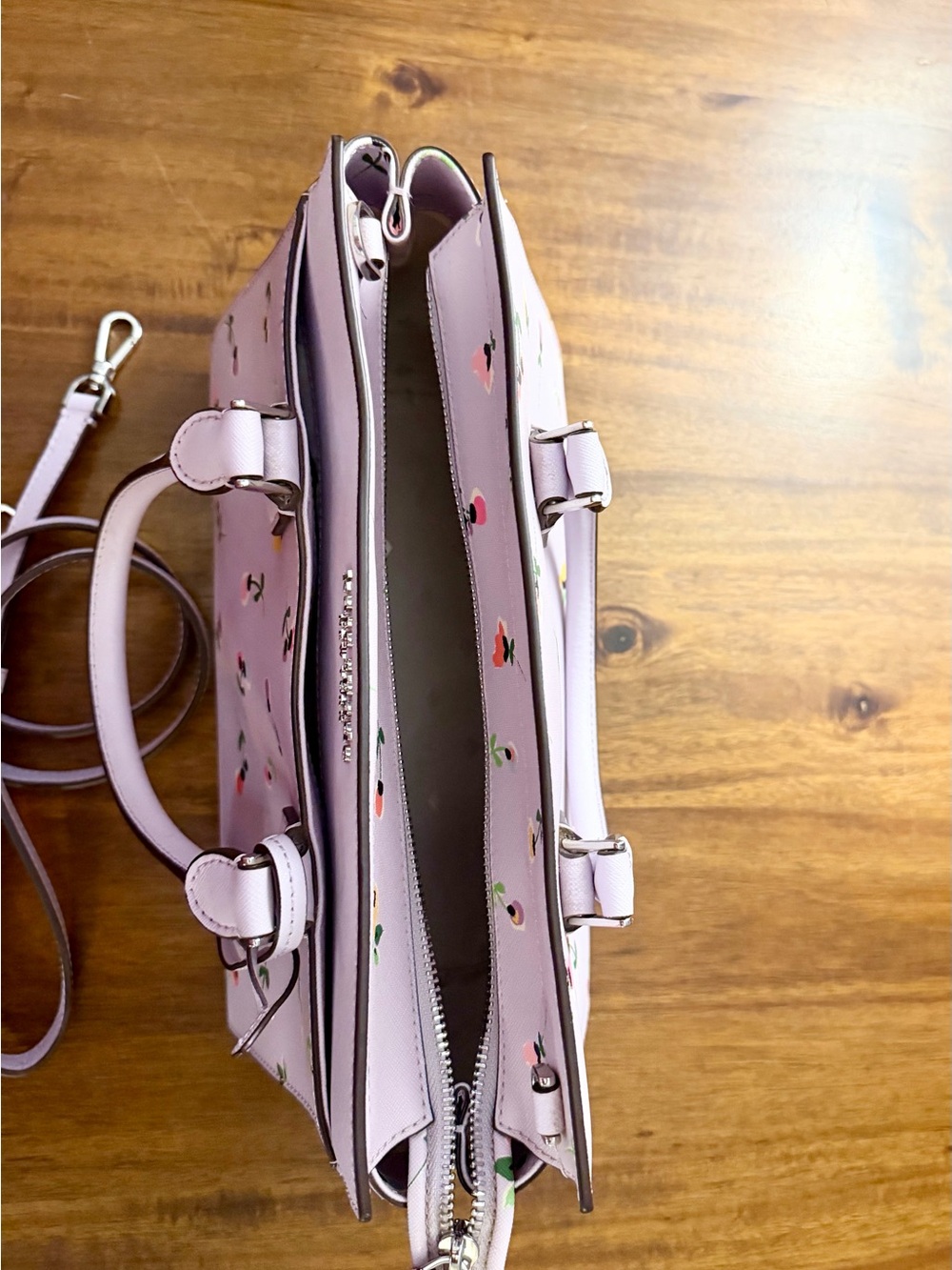 kate spade Purple Floral Leather Satchel - Picture 3 of 5